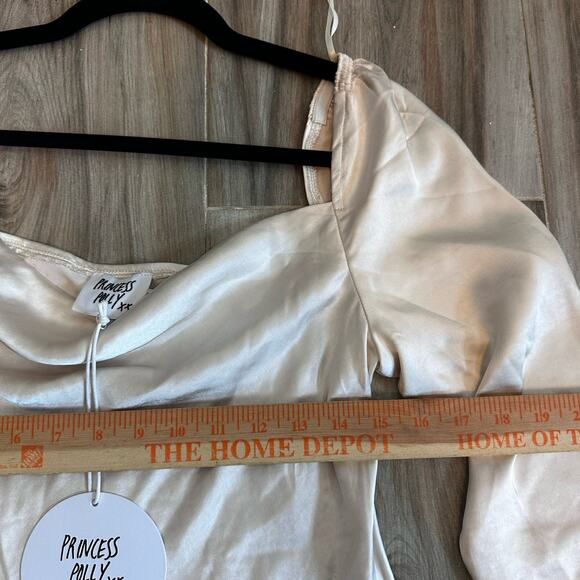 Princess Polly Mini Dress M/8 Cream Split Bell Sleeves Boho Retro Fairy Ditzy - Picture 9 of 9